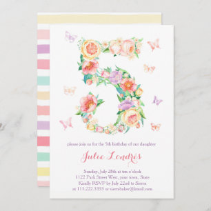 5.ª invitación de cumpleaños para Chica con maripo