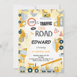 5.ª invitación de un niño de construcción de cumpl