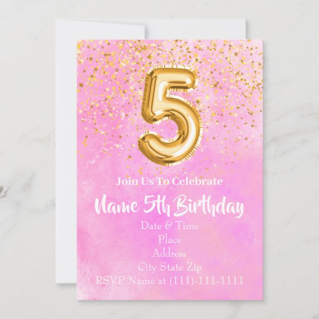 5.ª plantilla de invitación de cumpleaños (Anverso)
