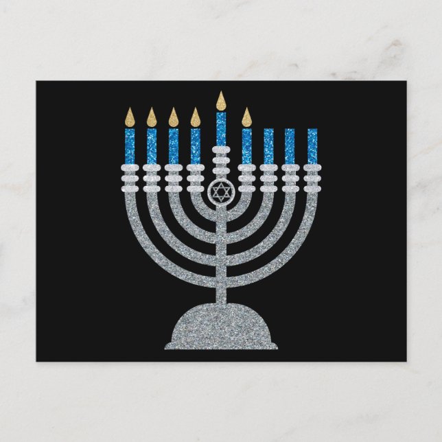 5.ª postal de la noche del Purpurina de Hanukkah (Anverso)