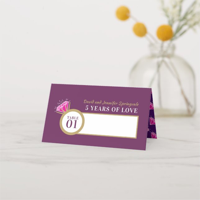 5.ª tarjeta de aniversario de bodas turmaleses ros (Anverso)