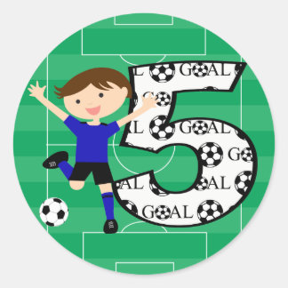 5.º cumpleaños Pegatinas de los goles azules y neg