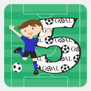 5.º cumpleaños Pegatinas de los goles azules y neg