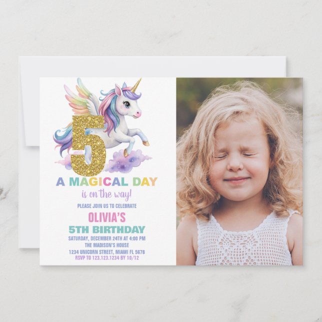 5.º Día de Invitaciones a Cumpleaños de la Unicorn (Anverso)