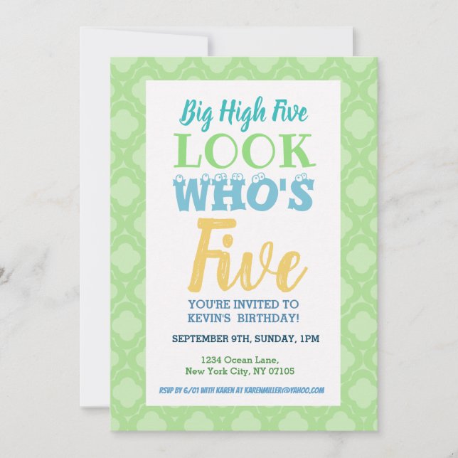 5.º Lemas de invitación de cumpleaños (Anverso)
