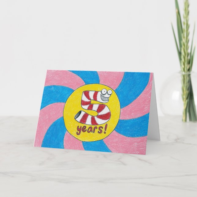 5 años tarjeta de cumpleaños/del aniversario de la (Anverso)