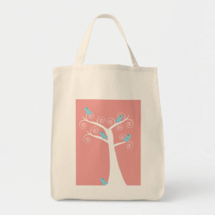 5 aves azules en una bolsa de árbol