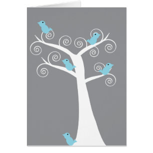 5 Bluebirds en una carta de árbol