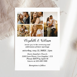 5 Collage de fotos Elegante Invitación a la Boda