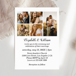 5 Collage de fotos Elegante Invitación a la Boda