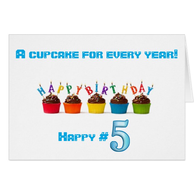 5 CUPCAKES PARA TU CUMPLEAÑOS *****5*** QUE TE DIV (Anverso (Horizontal))