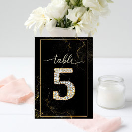 5 Elegantes números de mesa de diamante imprimible