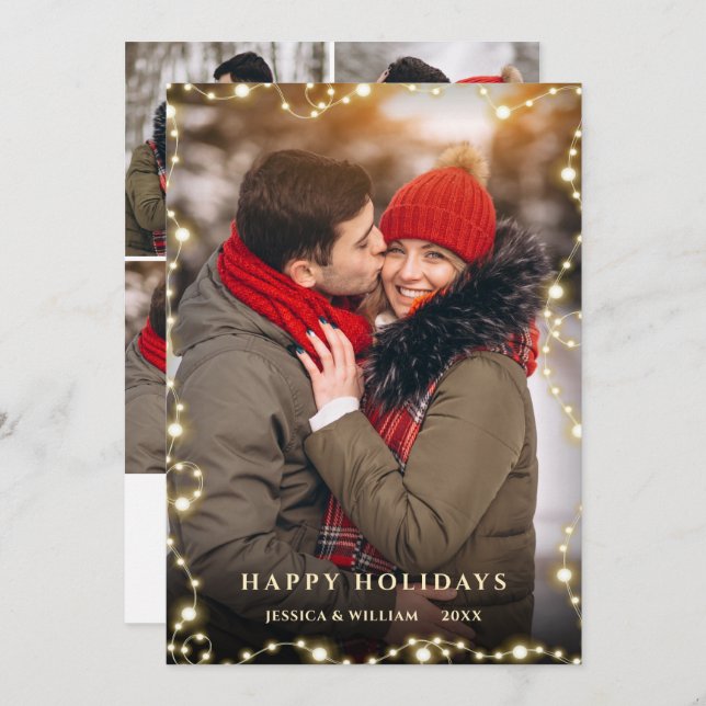 5 FOTO Feliz Navidad Dorado Sparkle Saludo (Anverso / Reverso)