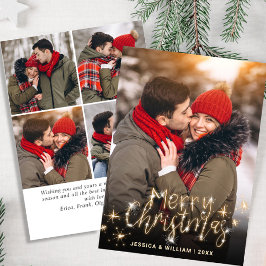 5 FOTO Feliz Navidad Dorado Sparkle Saludo