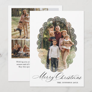5 Foto Retro Navidad Marco de Encaje Elegante Vint