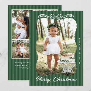 5 Foto Vintage Terciopelo Navidad Verde Lazo de En
