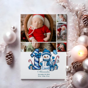 5 Fotografía Azul Snowman Primera Navidad