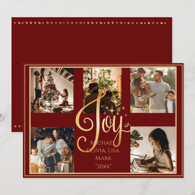 5 fotos Collage gold Joy Navidades Navidad (Anverso / Reverso)