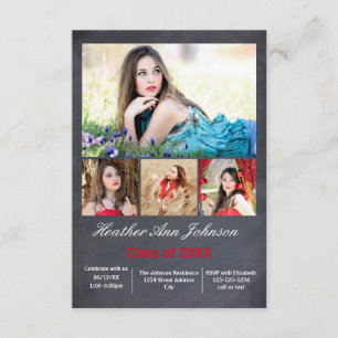 5 fotos Collage vertical - 3x5 Grad Invitación