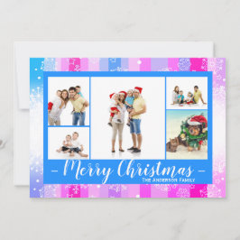 5 Fotos Nieve Colorida - Tarjeta de Navidad