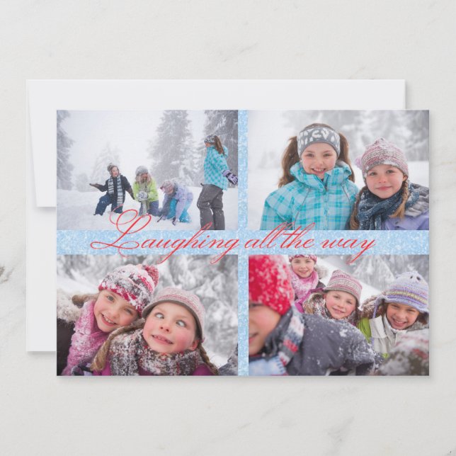 5 fotos reyendo todo el camino - Tarjeta de Navida (Anverso)