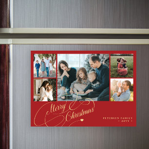 5 fotos Tarjeta magnética roja de Feliz Navidad