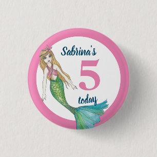 5 Hoy hermosa sirena con botón de pelo rubio