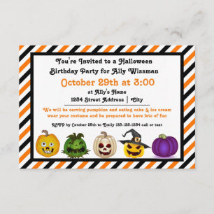 5 Jack o Lanterns - 3x5 invitación a la fiesta de