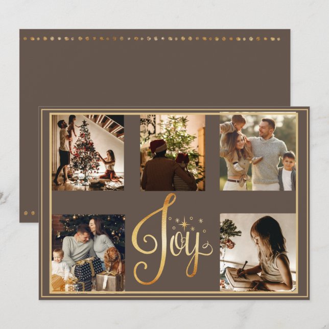 5 Navidades de fotografía Collage Joy Gold navidad (Anverso / Reverso)