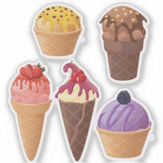 5 Pegatinas de Helado Diferentes