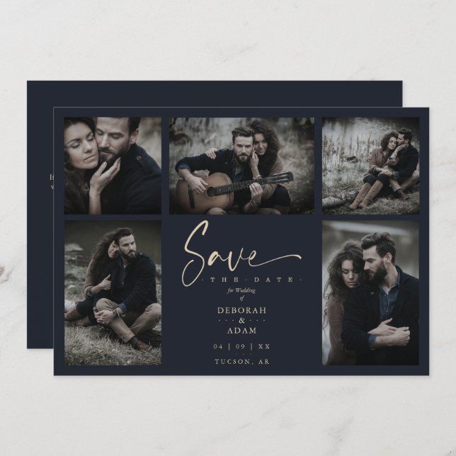 5 Photos Blue Chic Trendy Collage Wedding Covid19 (Anverso / Reverso)