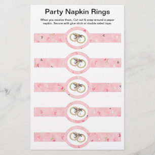 5 por hoja Anillos de papel Boda rosado Anillos de