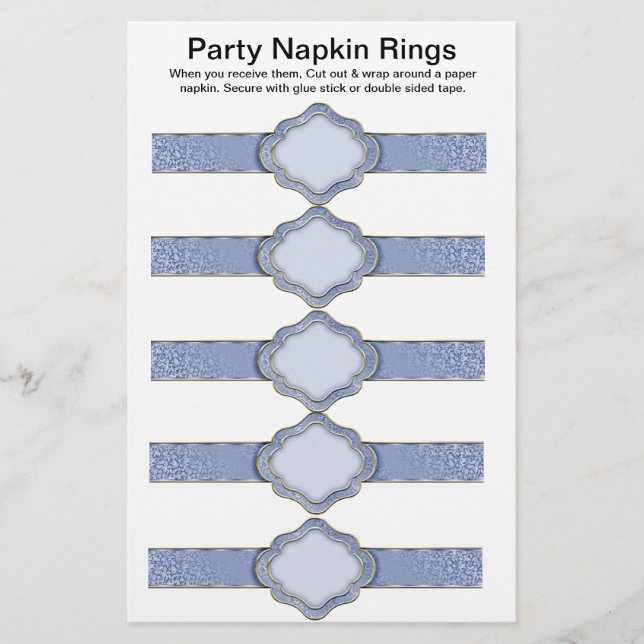 5 por hoja Blue Ribbon Paper Napkin Rings (Frente)