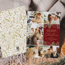 5 tarjetas de Navidad Red Merry de Collage de foto