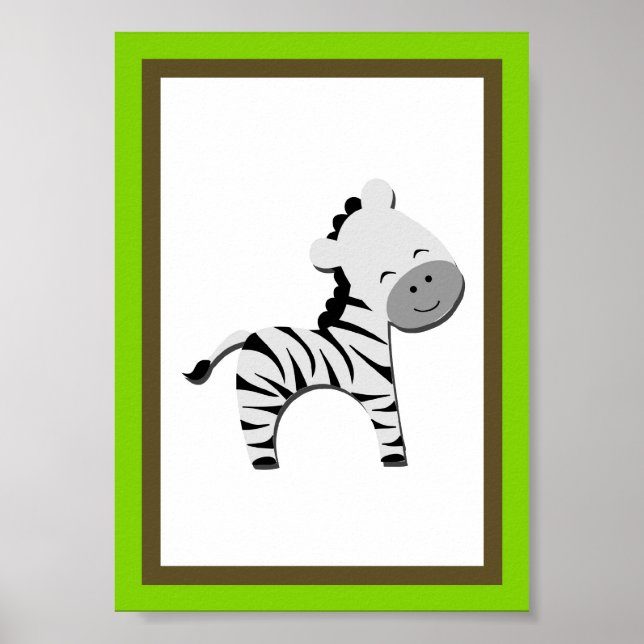 5 X7 Zebra Jungla Arte de Pared Animal (Frente)