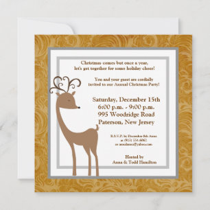 5 x 5 Elegante reno Golden Scrolls Invitación
