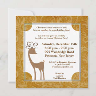 5 x 5 Elegante reno Golden Scrolls Invitación