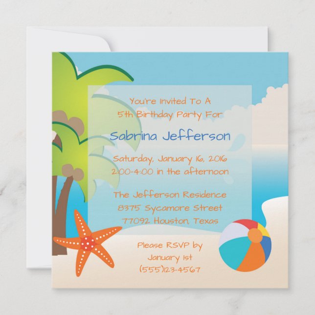5 x 5 Invitación a fiesta de cumpleaños del Fiesta (Anverso)