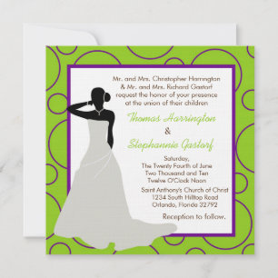 5 x 5 Invitación a la boda de Pok-a-Dot verde eléc