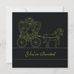 5 x 5 Invitación a matrimonio de transporte negro