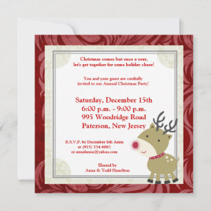 5 x 5 Invitación a renos