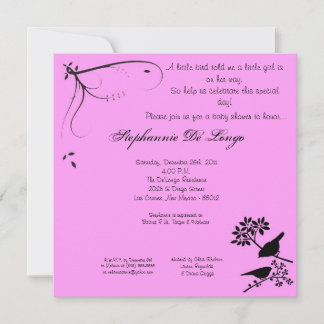 5 x 5 Invitación Baby Shower para pájaros rosados