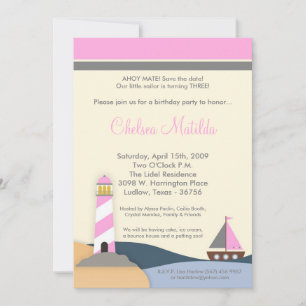 5 x 7 Ahoy Invitación a la fiesta de cumpleaños de