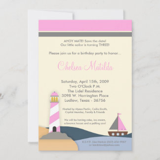 5 x 7 Ahoy Invitación a la fiesta de cumpleaños de