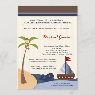 5 x 7 Ahoy Mate Sailboat Ballena Invitación al cum
