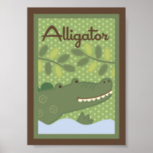 5 x 7 "Alligato" Selva Safari Bebé cama arte mural