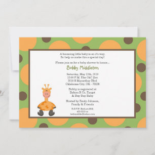 5 x 7 Baby Giraff Invitación a Baby Shower de anim