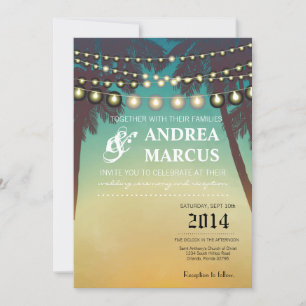 5 x 7 Boda Invitación Playa Estrecha de palmera de