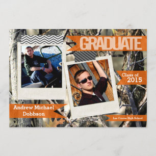 5 x 7 Cazadores Camo Camouflage Invitación Senior