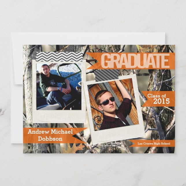 5 x 7 Cazadores Camo Camouflage Invitación Senior (Anverso)